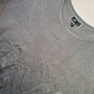 JM‎ Collection Women's Silver Metallic Knit Top Button Cuff Long Sleeve Large